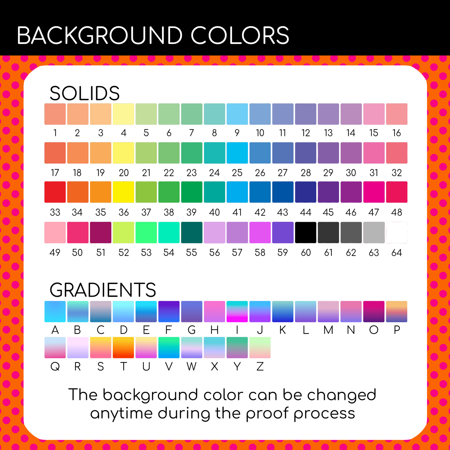 Click here for the Background Color Chart