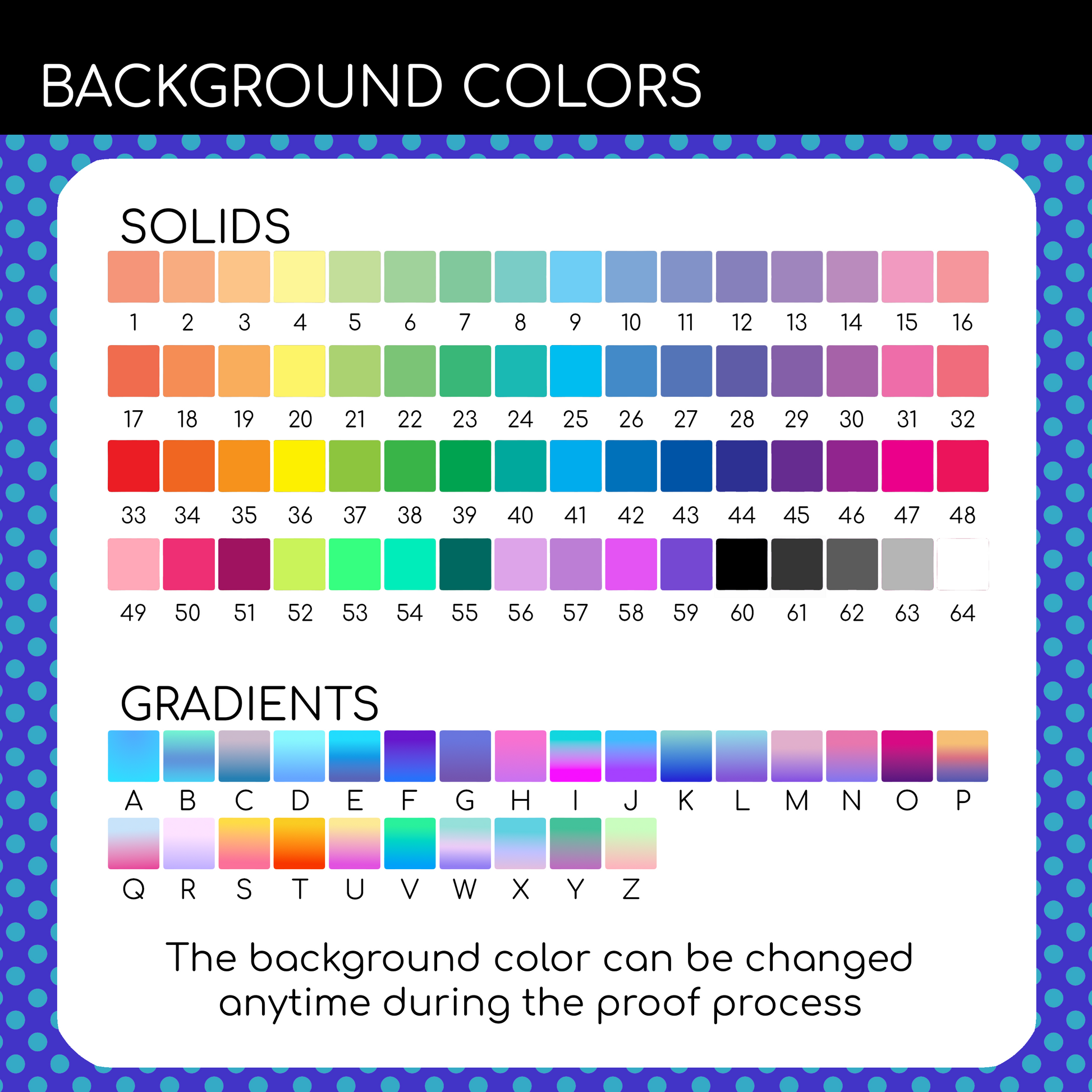 Click here for the Background Color Chart