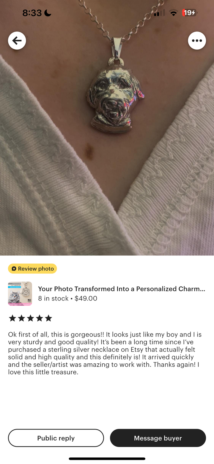Etsy Review of sterling silver dog pendant