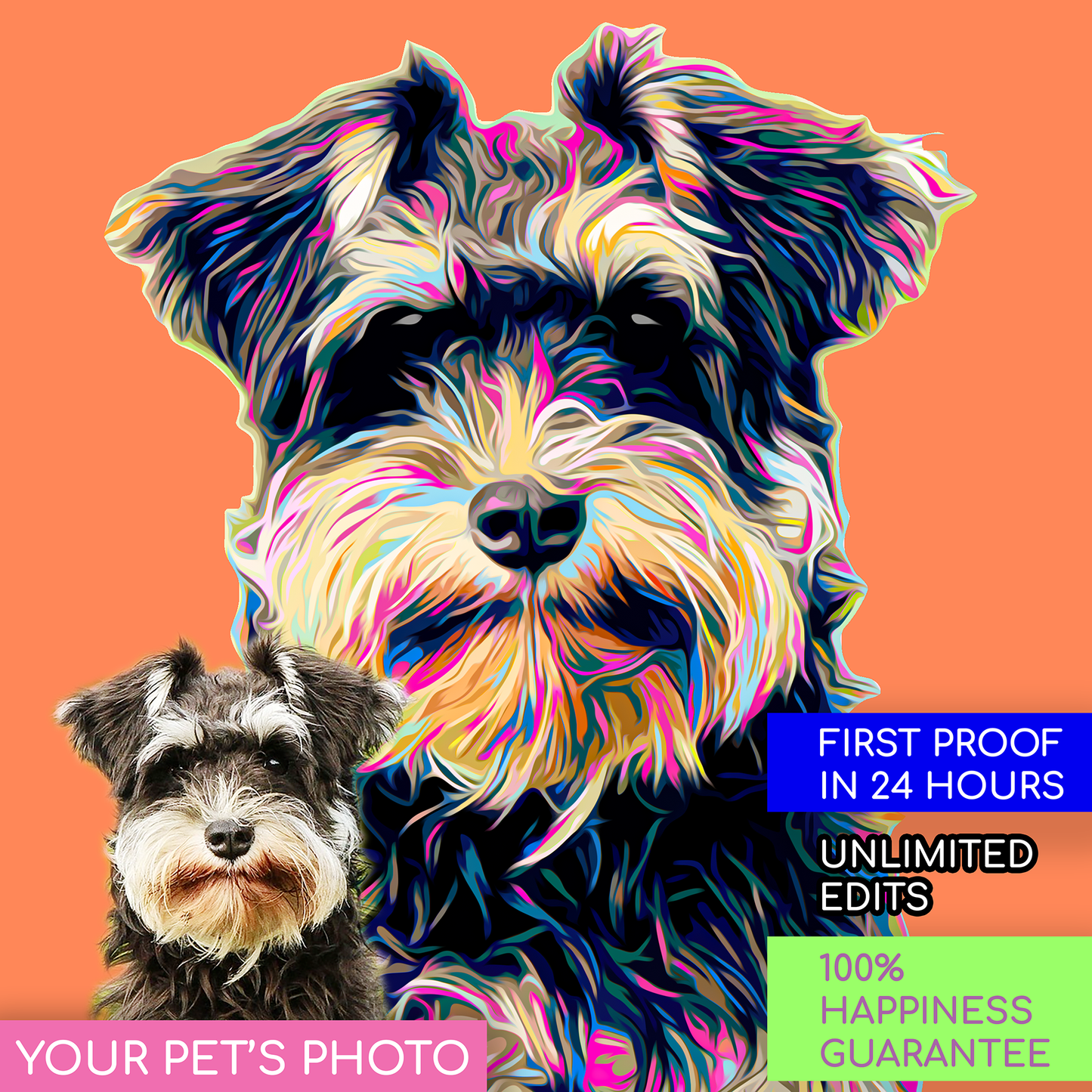 Custom MIX Pet Portrait from Your Photo