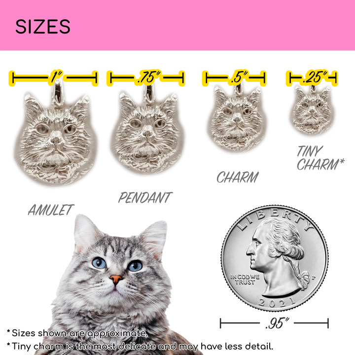 Choose which size you would like: tiny charm, charm, pendant, or amulet